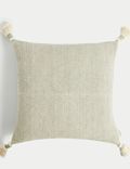 Pure Cotton Textured Tasselled Cushion